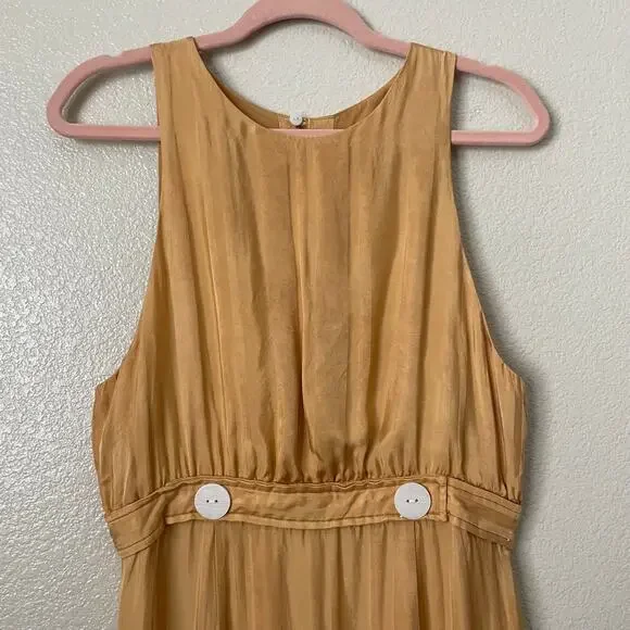 Shona Joy Dress Womens Size 8 Yellow Gold Split Skirt Midi Slit Cocktail Evening - Picture 4 of 12